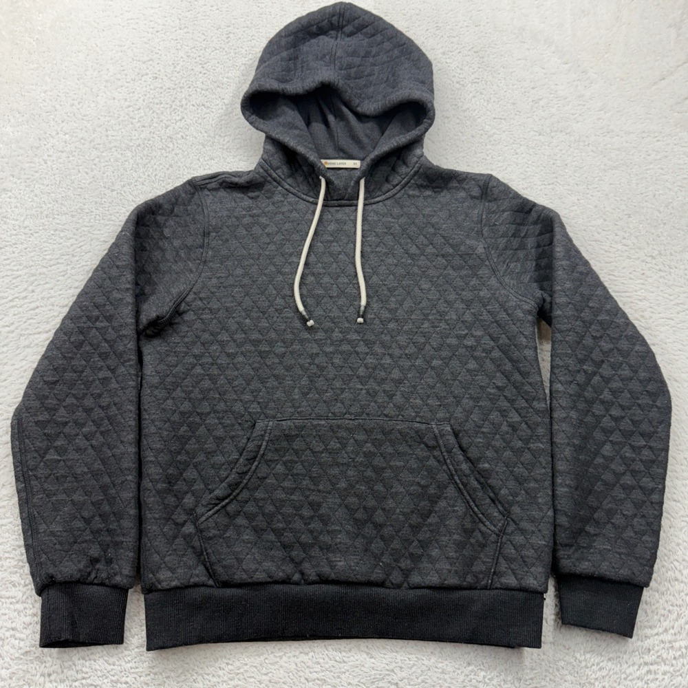 Marine Layer Womens XS Charcoal Gray Diamond Quilted Pullover Hoodie Sweatshirt‎